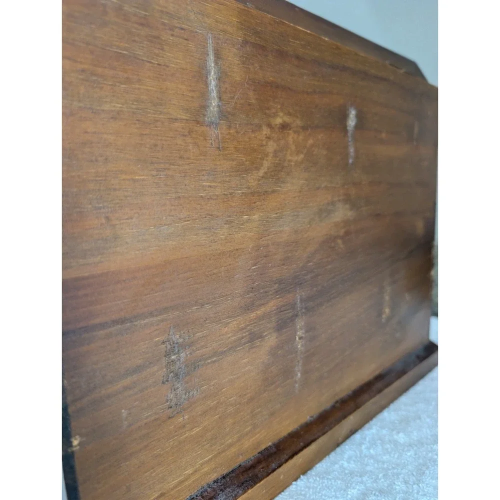Vintage Wooden Office Desktop Organizer Chalkboard Hinged Letter Pencil Caddy